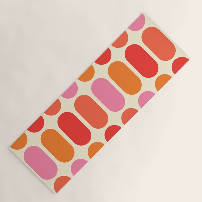 Midcentury Modern Retro Abstract Capsule Inspired Geometric Shapes in Minimalist Graphic 70s colors Yoga Mat