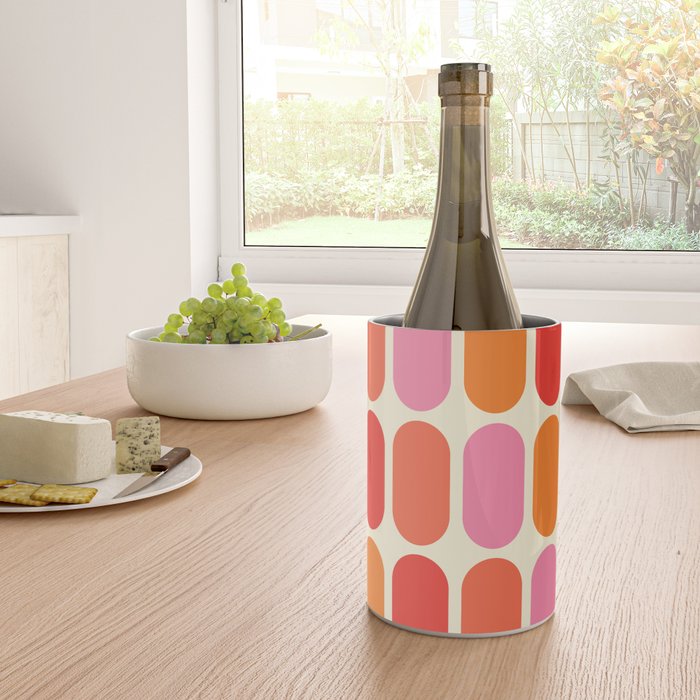 Midcentury Modern Retro Abstract Capsule Inspired Geometric Shapes in Minimalist Graphic 70s colors Wine Chiller Gallery Image 4