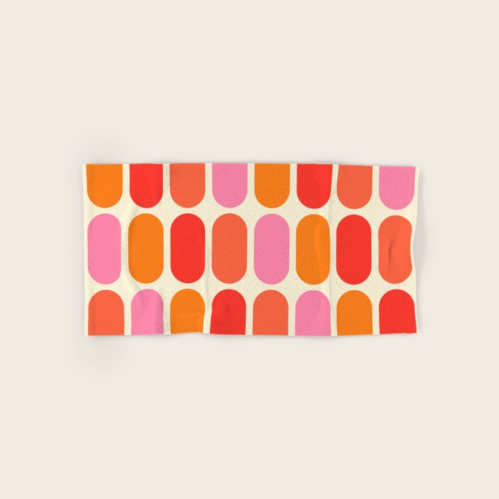 Midcentury Modern Retro Abstract Capsule Inspired Geometric Shapes in Minimalist Graphic 70s colors Bath Towel Gallery Image 1