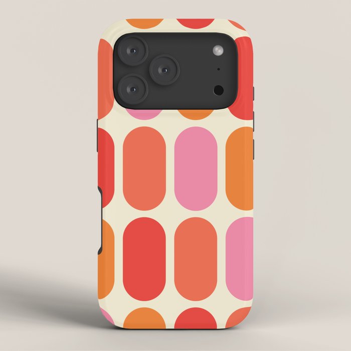 Midcentury Modern Retro Abstract Capsule Inspired Geometric Shapes in Minimalist Graphic 70s colors iPhone Case Gallery Image 3
