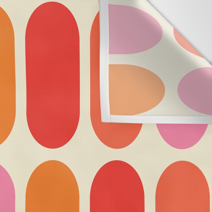 Midcentury Modern Retro Abstract Capsule Inspired Geometric Shapes in Minimalist Graphic 70s colors Wall Tapestry Gallery Image 3