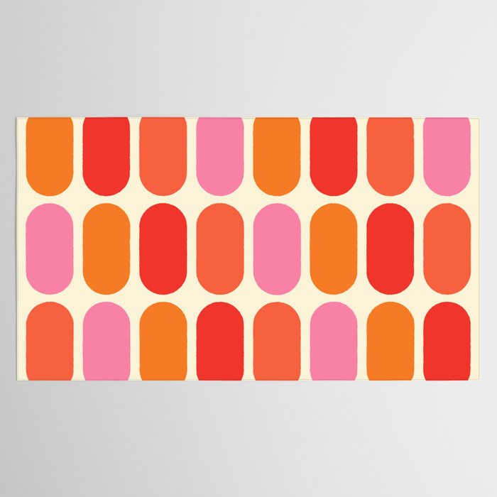 Midcentury Modern Retro Abstract Capsule Inspired Geometric Shapes in Minimalist Graphic 70s colors Tablecloth Gallery Image 2