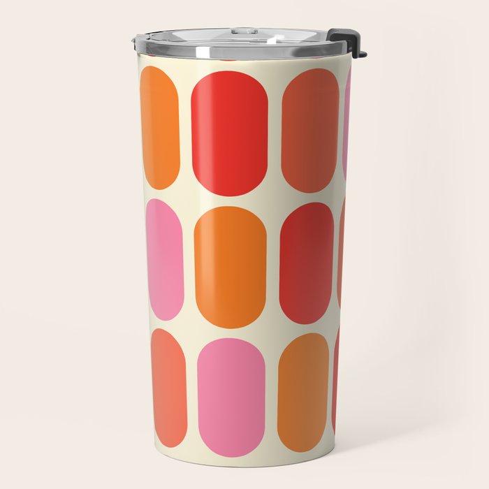 Midcentury Modern Retro Abstract Capsule Inspired Geometric Shapes in Minimalist Graphic 70s colors Travel Mug Gallery Image 2