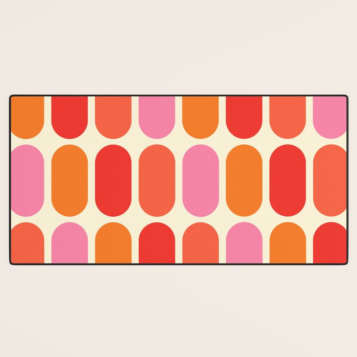 Midcentury Modern Retro Abstract Capsule Inspired Geometric Shapes in Minimalist Graphic 70s colors Desk Mat Gallery Image 3