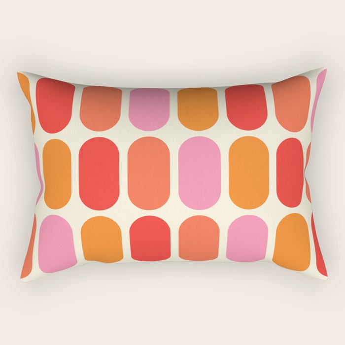 Midcentury Modern Retro Abstract Capsule Inspired Geometric Shapes in Minimalist Graphic 70s colors Rectangular Pillow Gallery Image 2