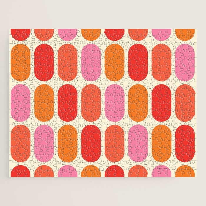 Midcentury Modern Retro Abstract Capsule Inspired Geometric Shapes in Minimalist Graphic 70s colors Jigsaw Puzzle Gallery Image 1