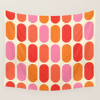 Midcentury Modern Retro Abstract Capsule Inspired Geometric Shapes in Minimalist Graphic 70s colors Wall Tapestry Gallery Image 4