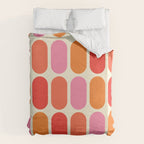 Midcentury Modern Retro Abstract Capsule Inspired Geometric Shapes in Minimalist Graphic 70s colors Duvet Cover Gallery Image 6