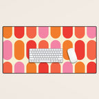 Midcentury Modern Retro Abstract Capsule Inspired Geometric Shapes in Minimalist Graphic 70s colors Desk Mat Gallery Image 1