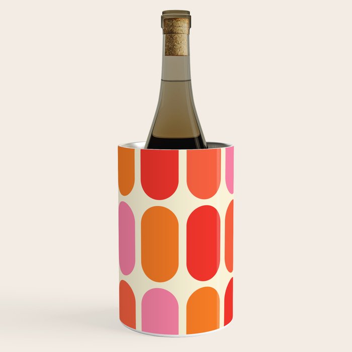 Midcentury Modern Retro Abstract Capsule Inspired Geometric Shapes in Minimalist Graphic 70s colors Wine Chiller Gallery Image 2