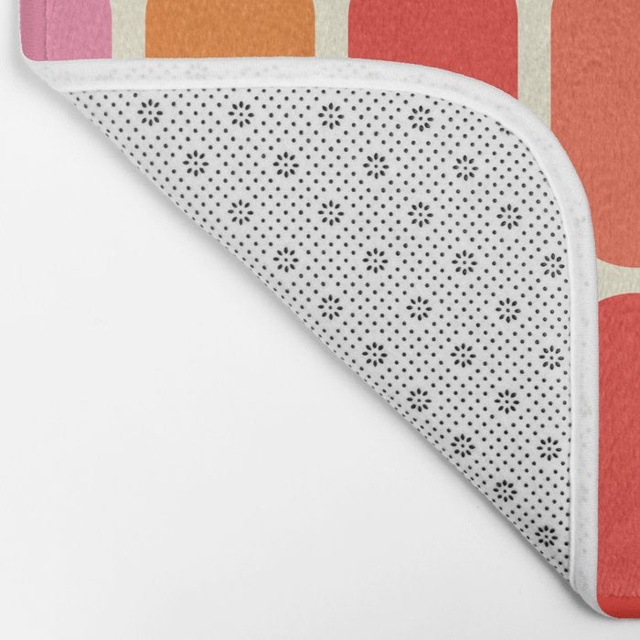Midcentury Modern Retro Abstract Capsule Inspired Geometric Shapes in Minimalist Graphic 70s colors Bath Mat Gallery Image 2