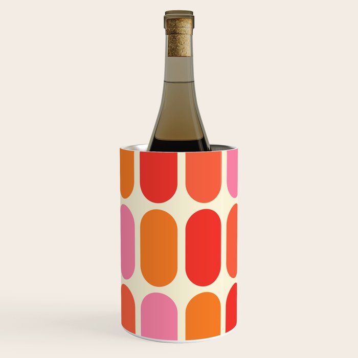 Midcentury Modern Retro Abstract Capsule Inspired Geometric Shapes in Minimalist Graphic 70s colors Wine Chiller Gallery Image 3