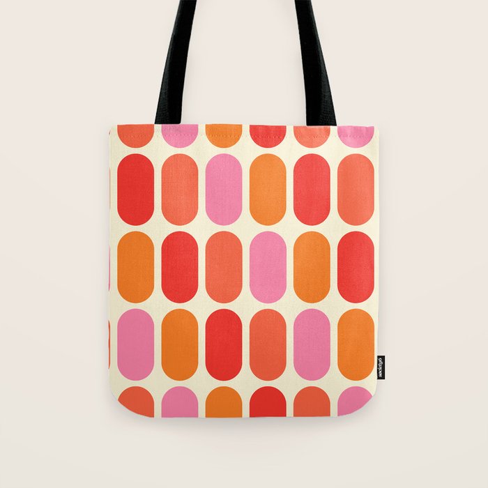Midcentury Modern Retro Abstract Capsule Inspired Geometric Shapes in Minimalist Graphic 70s colors Tote Bag Gallery Image 1