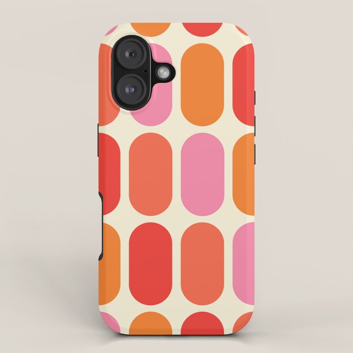 Midcentury Modern Retro Abstract Capsule Inspired Geometric Shapes in Minimalist Graphic 70s colors iPhone Case Gallery Image 1
