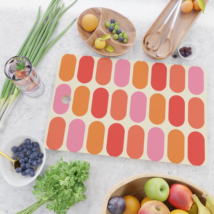 Midcentury Modern Retro Abstract Capsule Inspired Geometric Shapes in Minimalist Graphic 70s colors Cutting Board Gallery Image 2