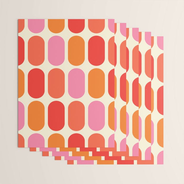 Midcentury Modern Retro Abstract Capsule Inspired Geometric Shapes in Minimalist Graphic 70s colors Wrapping Paper Gallery Image 3