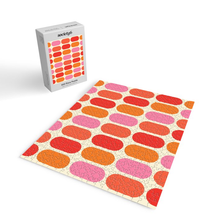 Midcentury Modern Retro Abstract Capsule Inspired Geometric Shapes in Minimalist Graphic 70s colors Jigsaw Puzzle Gallery Image 2