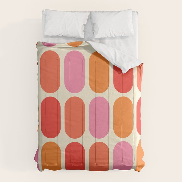 Midcentury Modern Retro Abstract Capsule Inspired Geometric Shapes in Minimalist Graphic 70s colors Comforter Gallery Image 6