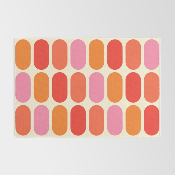 Midcentury Modern Retro Abstract Capsule Inspired Geometric Shapes in Minimalist Graphic 70s colors Rug Gallery Image 2