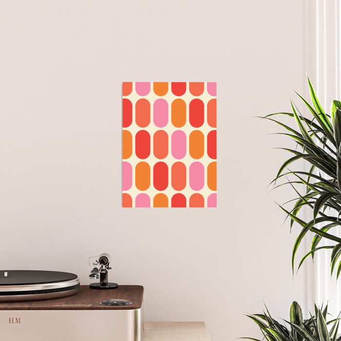 Midcentury Modern Retro Abstract Capsule Inspired Geometric Shapes in Minimalist Graphic 70s colors Poster Gallery Image 2