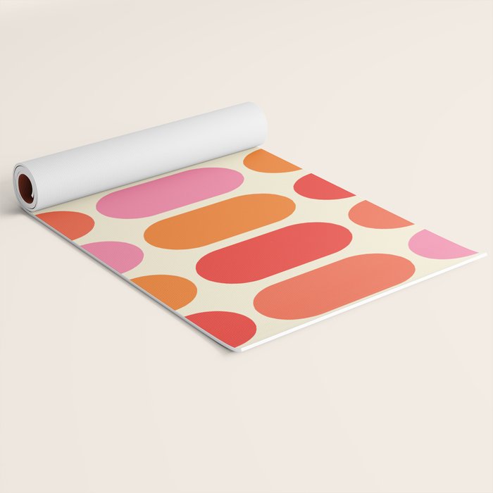 Midcentury Modern Retro Abstract Capsule Inspired Geometric Shapes in Minimalist Graphic 70s colors Yoga Mat Gallery Image 2