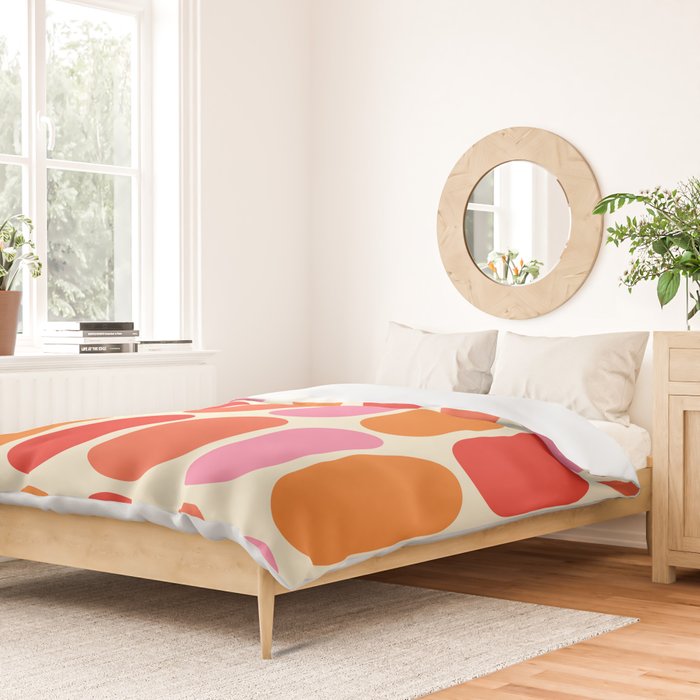 Midcentury Modern Retro Abstract Capsule Inspired Geometric Shapes in Minimalist Graphic 70s colors Duvet Cover Gallery Image 2