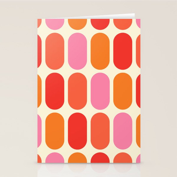 Midcentury Modern Retro Abstract Capsule Inspired Geometric Shapes in Minimalist Graphic 70s colors Stationery Card Gallery Image 1