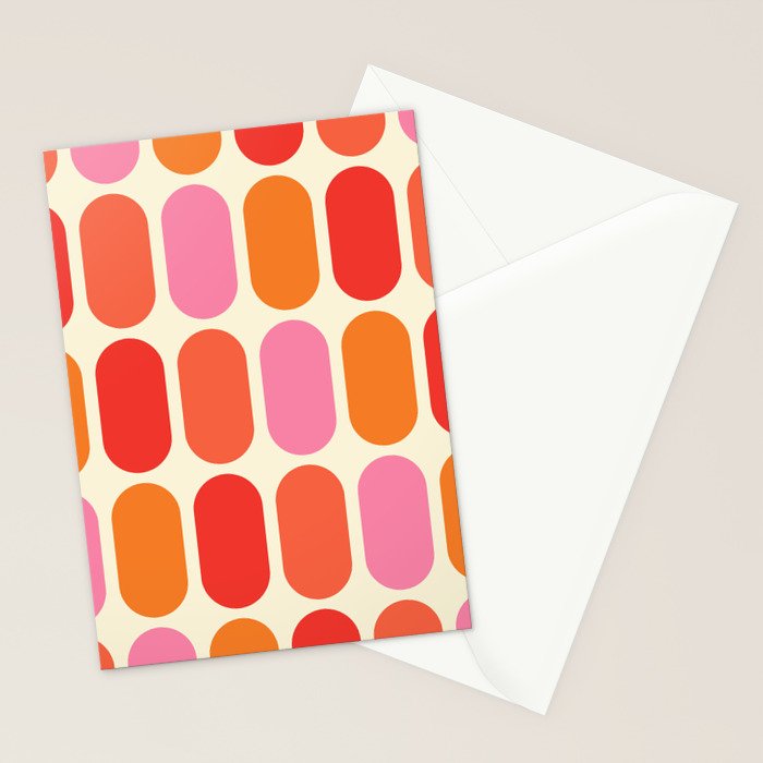 Midcentury Modern Retro Abstract Capsule Inspired Geometric Shapes in Minimalist Graphic 70s colors Stationery Card Gallery Image 2