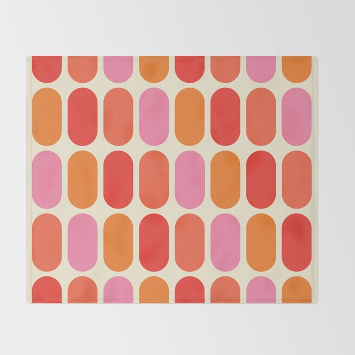 Midcentury Modern Retro Abstract Capsule Inspired Geometric Shapes in Minimalist Graphic 70s colors Throw Blanket Gallery Image 2