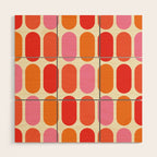 Midcentury Modern Retro Abstract Capsule Inspired Geometric Shapes in Minimalist Graphic 70s colors Wood Wall Art Gallery Image 1