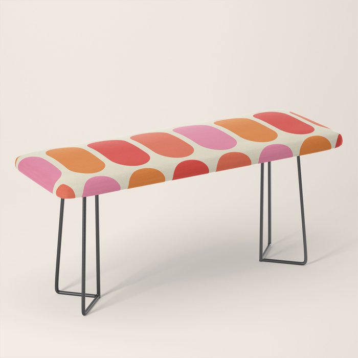 Midcentury Modern Retro Abstract Capsule Inspired Geometric Shapes in Minimalist Graphic 70s colors Bench Gallery Image 1
