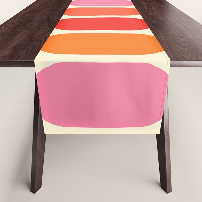 Midcentury Modern Retro Abstract Capsule Inspired Geometric Shapes in Minimalist Graphic 70s colors Table Runner Gallery Image 1