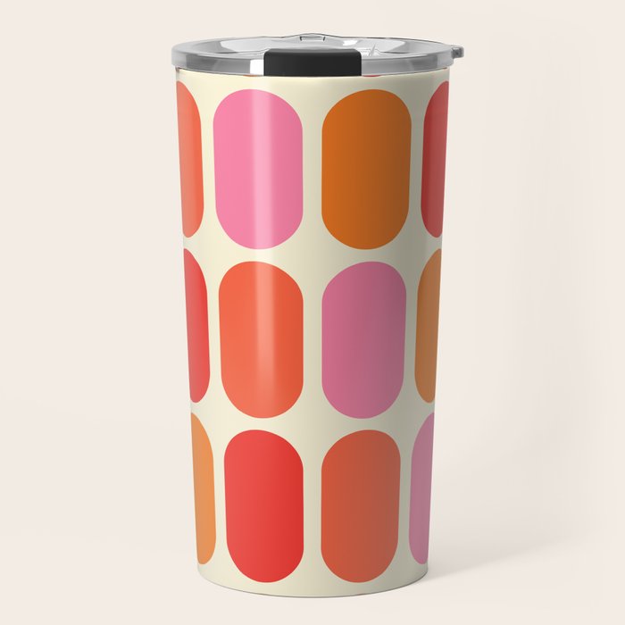 Midcentury Modern Retro Abstract Capsule Inspired Geometric Shapes in Minimalist Graphic 70s colors Travel Mug Gallery Image 1