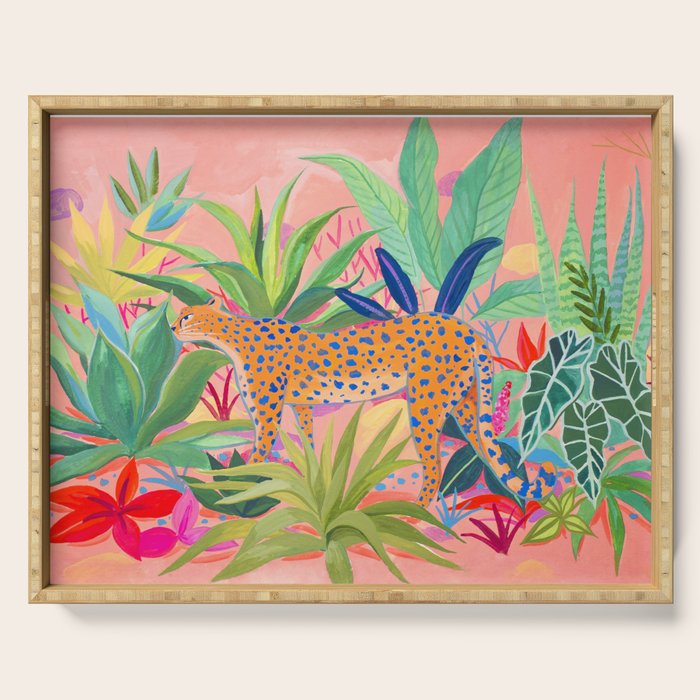 Leopard in Succulent Garden Serving Tray Gallery Image 1