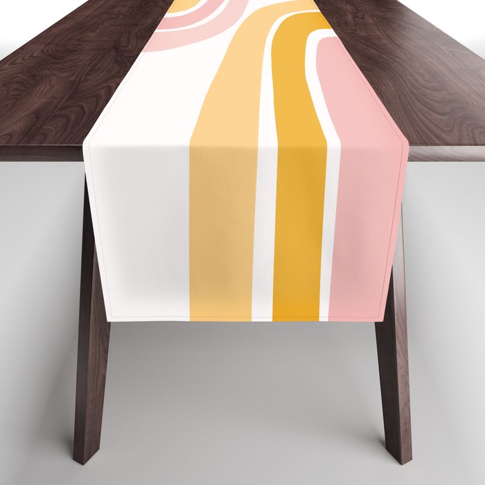 Abstract Shapes 37 in Mustard Yellow and Pale Pink Table Runner Gallery Image 1