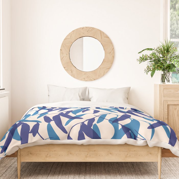 Gum leaves pattern in blue Duvet Cover Gallery Image 3