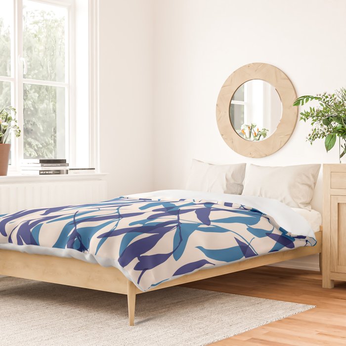 Gum leaves pattern in blue Duvet Cover Gallery Image 2