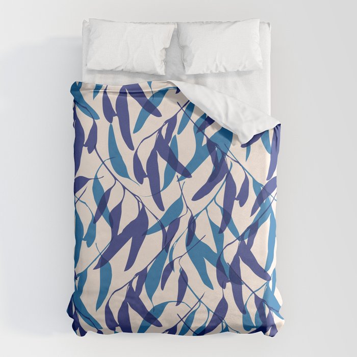 Gum leaves pattern in blue Duvet Cover Gallery Image 1