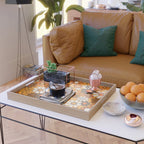 Groovy 70s Retro Garden Floral Orange and Brown Pattern Serving Tray Gallery Image 2