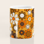 Groovy 70s Retro Garden Floral Orange and Brown Pattern Coffee Mug Gallery Image 4