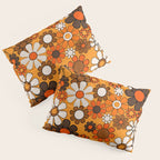 Groovy 70s Retro Garden Floral Orange and Brown Pattern Pillow Sham Gallery Image 3