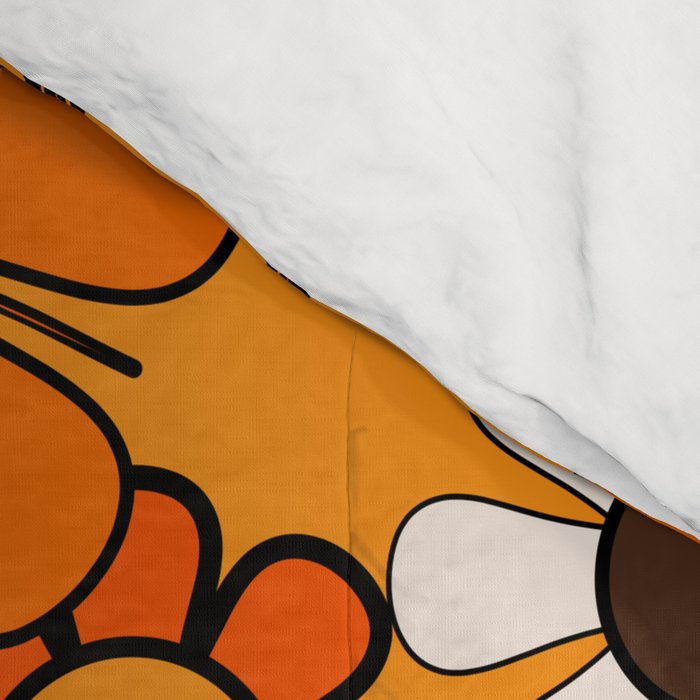 Groovy 70s Retro Garden Floral Orange and Brown Pattern Comforter Gallery Image 4