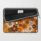 Groovy 70s Retro Garden Floral Orange and Brown Pattern Laptop Sleeve Gallery Image 2