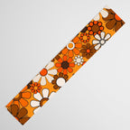Groovy 70s Retro Garden Floral Orange and Brown Pattern Table Runner Gallery Image 3