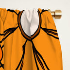 Groovy 70s Retro Garden Floral Orange and Brown Pattern Window Curtain Gallery Image 2