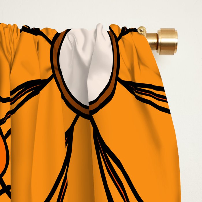 Groovy 70s Retro Garden Floral Orange and Brown Pattern Window Curtain Gallery Image 2