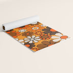 Groovy 70s Retro Garden Floral Orange and Brown Pattern Yoga Mat Gallery Image 2