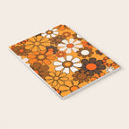 Groovy 70s Retro Garden Floral Orange and Brown Pattern Notebook Gallery Image 3