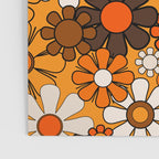Groovy 70s Retro Garden Floral Orange and Brown Pattern Poster Gallery Image 3