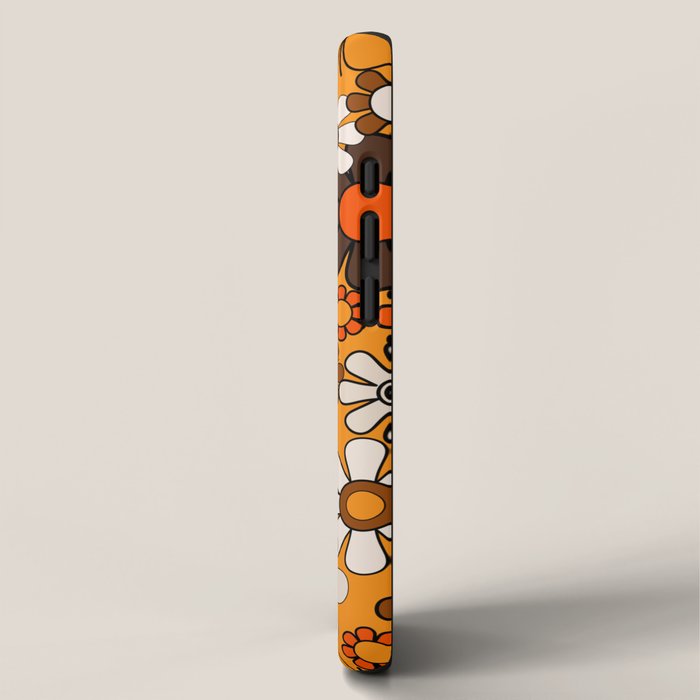 Groovy 70s Retro Garden Floral Orange and Brown Pattern iPhone Case Gallery Image 2